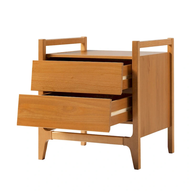 Mesita de noche de madera maciza con 2 cajones