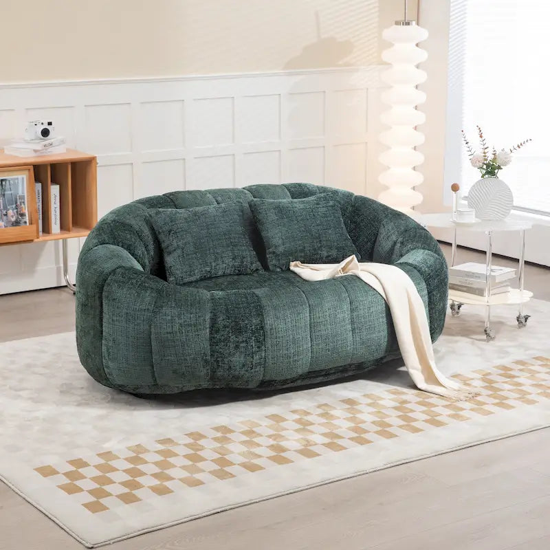 Sofá biplaza bajo tipo chaise longue – Chenilla, 59 pulgadas