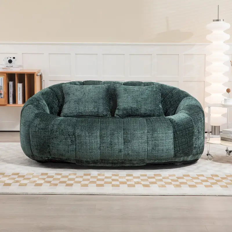 Sofá biplaza bajo tipo chaise longue – Chenilla, 59 pulgadas