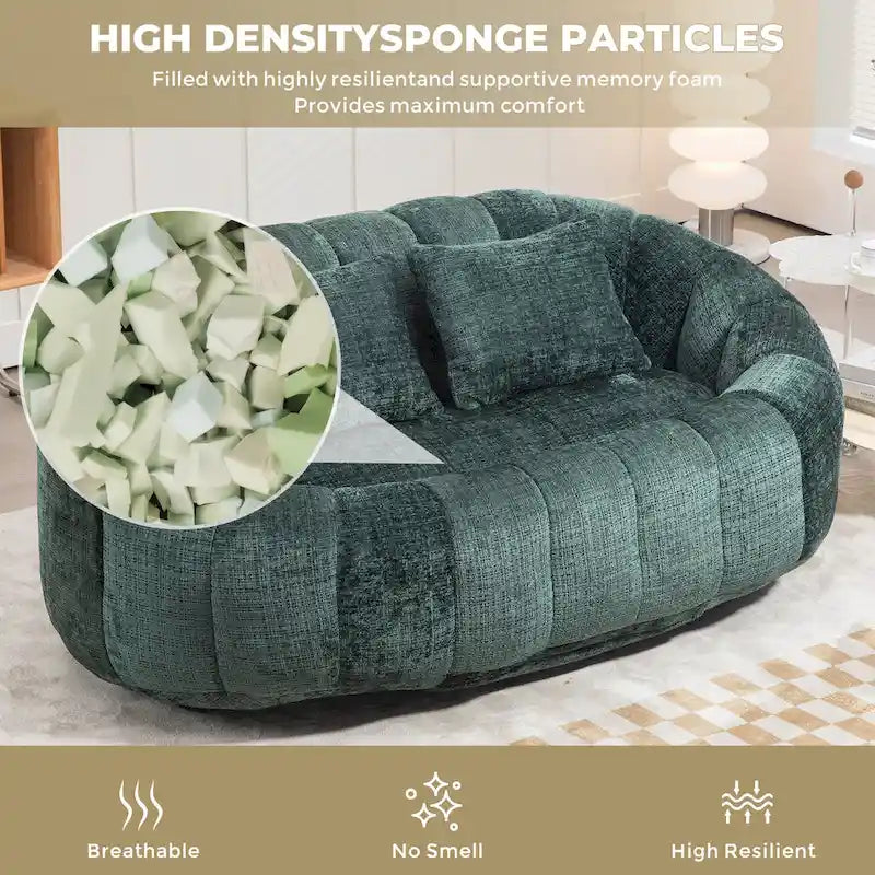 Sofá biplaza bajo tipo chaise longue – Chenilla, 59 pulgadas