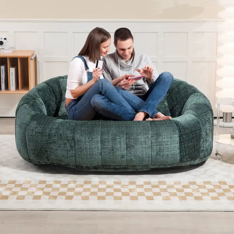 Sofá biplaza bajo tipo chaise longue – Chenilla, 59 pulgadas