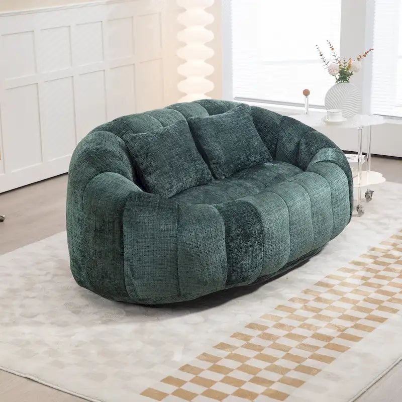 Sofá biplaza bajo tipo chaise longue – Chenilla, 59 pulgadas