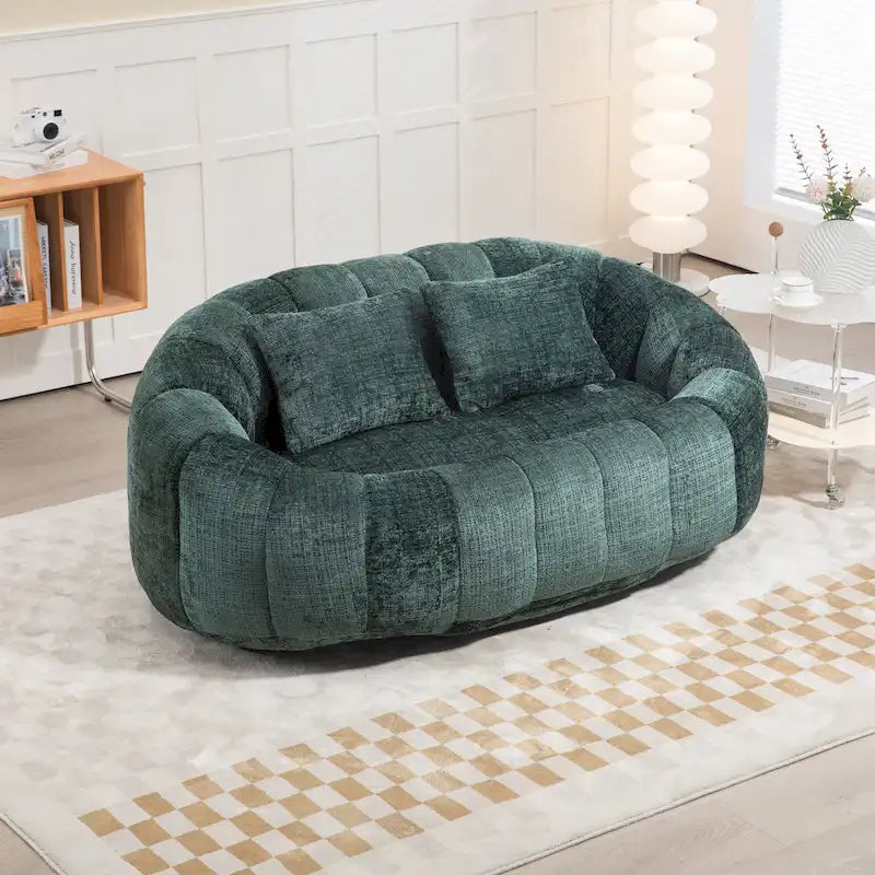 Sofá biplaza bajo tipo chaise longue – Chenilla, 59 pulgadas