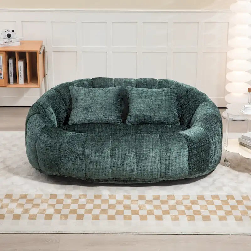Sofá biplaza bajo tipo chaise longue – Chenilla, 59 pulgadas