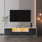 Mueble de TV de 62.99" con luces LED, armarios y estantes abiertos para televisores de hasta 65"