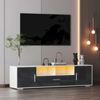 Mueble de TV de 62.99" con luces LED, armarios y estantes abiertos para televisores de hasta 65"