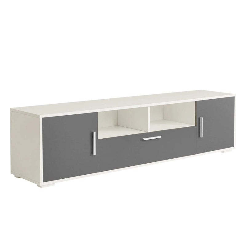 Mueble de TV de 62.99" con luces LED, armarios y estantes abiertos para televisores de hasta 65"