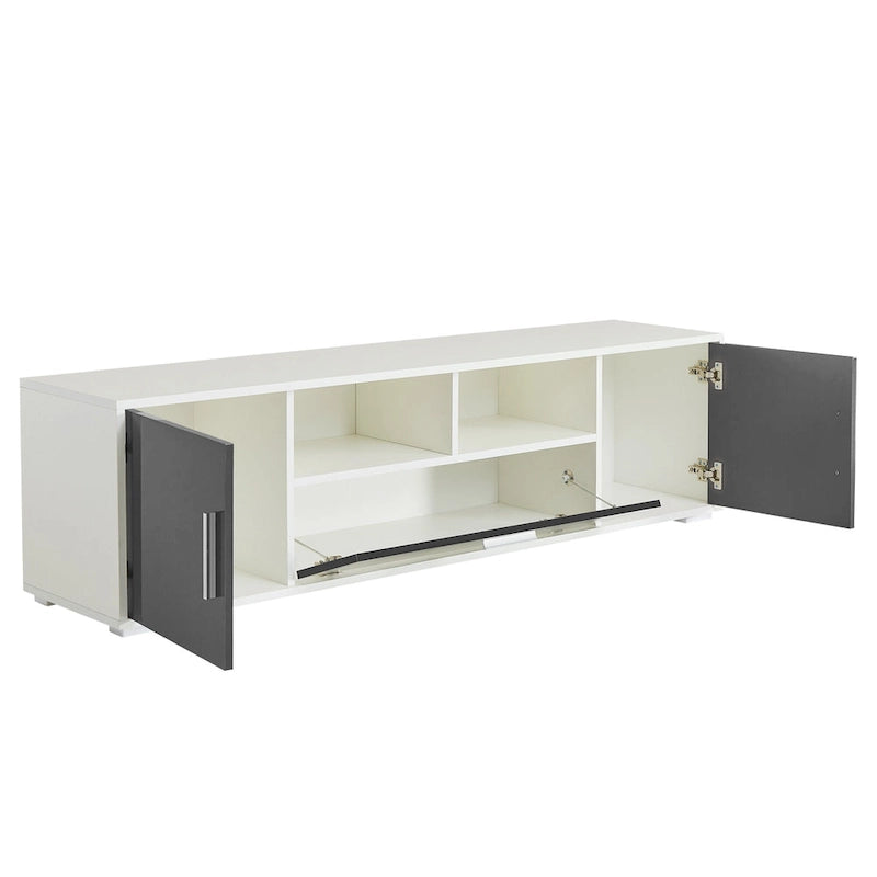 Mueble de TV de 62.99" con luces LED, armarios y estantes abiertos para televisores de hasta 65"