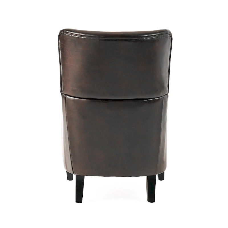 Sillón decorativo de respaldo alto con diseño de orejero y patas de madera de abedul
