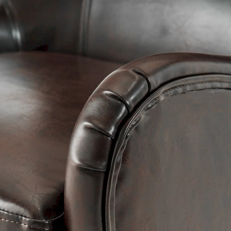 Sillón decorativo de respaldo alto con diseño de orejero y patas de madera de abedul