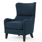 Sillón decorativo de respaldo alto con diseño de orejero y patas de madera de abedul