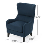 Sillón decorativo de respaldo alto con diseño de orejero y patas de madera de abedul