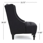 Sillón club tapizado de respaldo alto color carbón con botones y copetudo