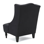Sillón club tapizado de respaldo alto color carbón con botones y copetudo