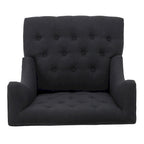 Sillón club tapizado de respaldo alto color carbón con botones y copetudo