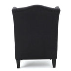 Sillón club tapizado de respaldo alto color carbón con botones y copetudo