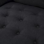Sillón club tapizado de respaldo alto color carbón con botones y copetudo