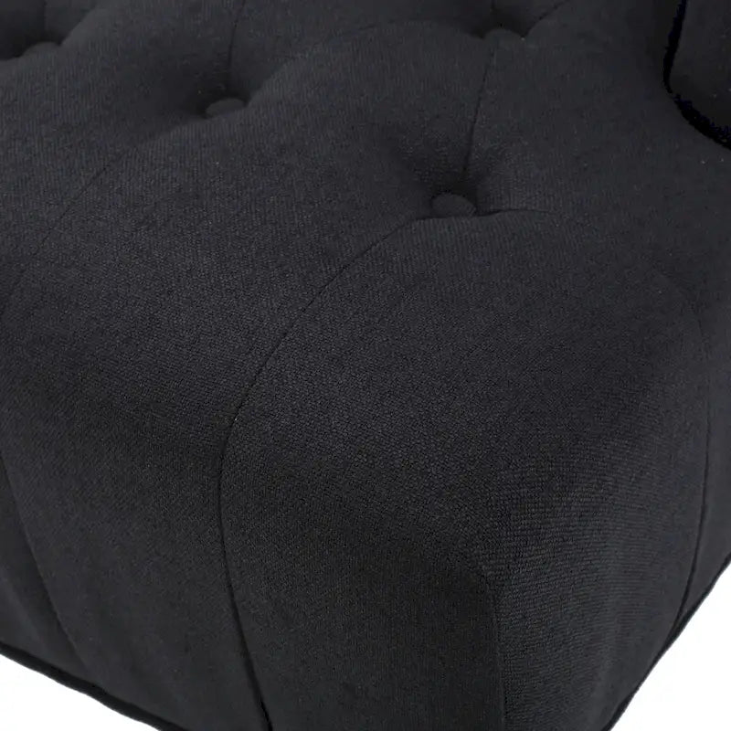 Sillón club tapizado de respaldo alto color carbón con botones y copetudo