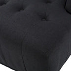 Sillón club tapizado de respaldo alto color carbón con botones y copetudo