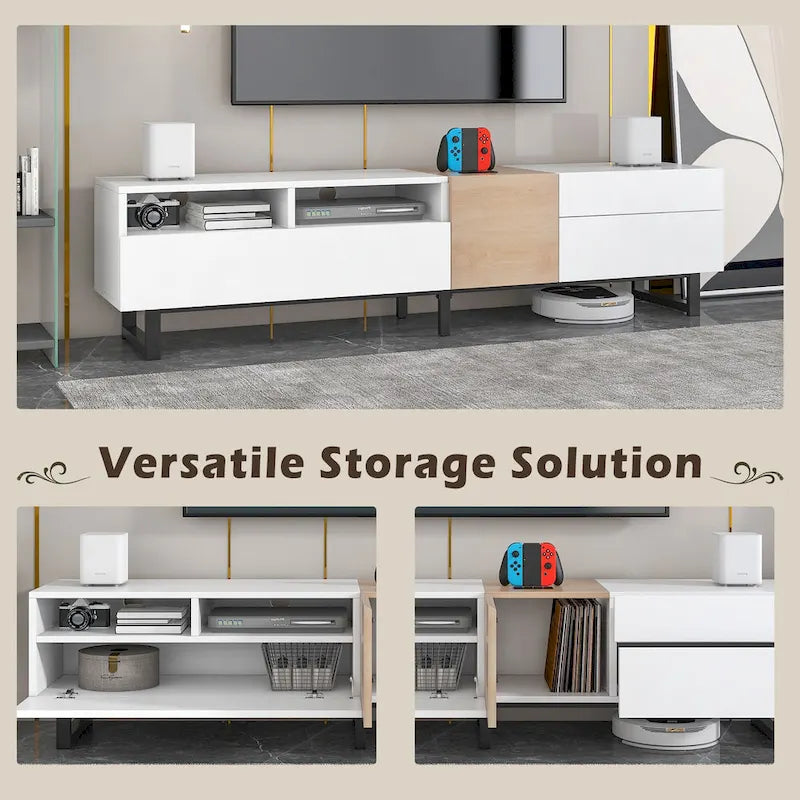 Mueble de TV de 70.9" con almacenamiento, puertas abatibles y estante ajustable para televisores de hasta 80"