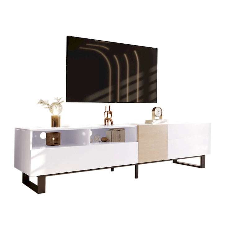 Mueble de TV de 70.9" con almacenamiento, puertas abatibles y estante ajustable para televisores de hasta 80"
