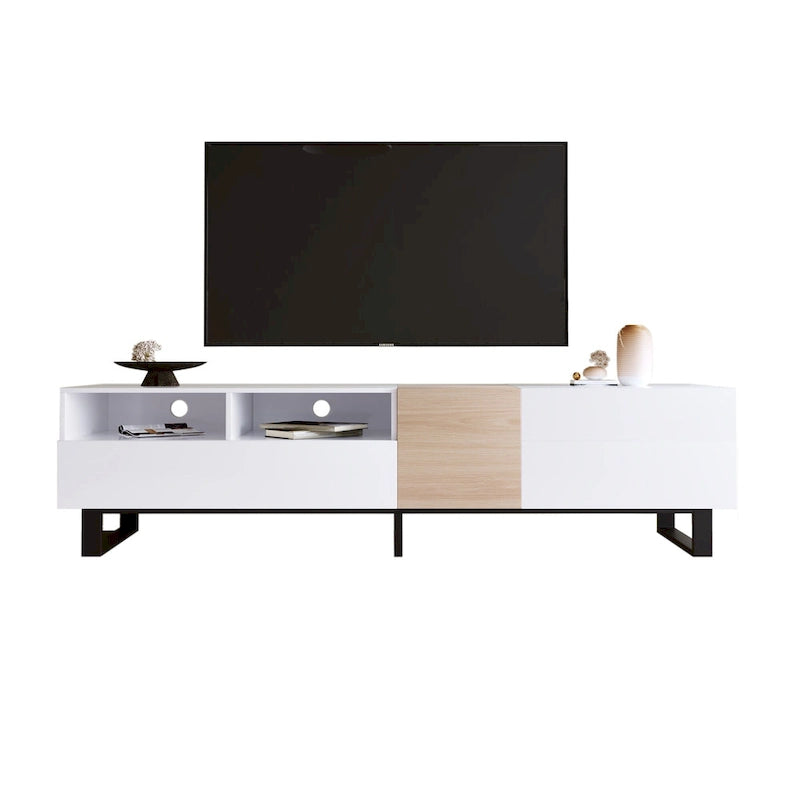 Mueble de TV de 70.9" con almacenamiento, puertas abatibles y estante ajustable para televisores de hasta 80"