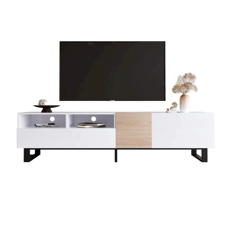 Mueble de TV de 70.9" con almacenamiento, puertas abatibles y estante ajustable para televisores de hasta 80"