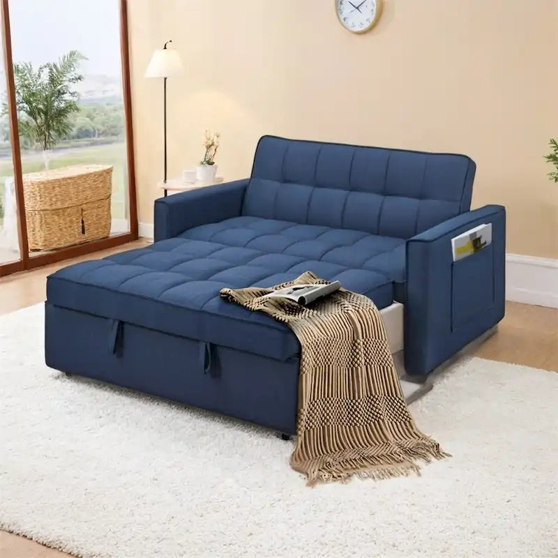 Sofá Cama extraíble con Tela de Poliéster Tejido y Marco de Madera