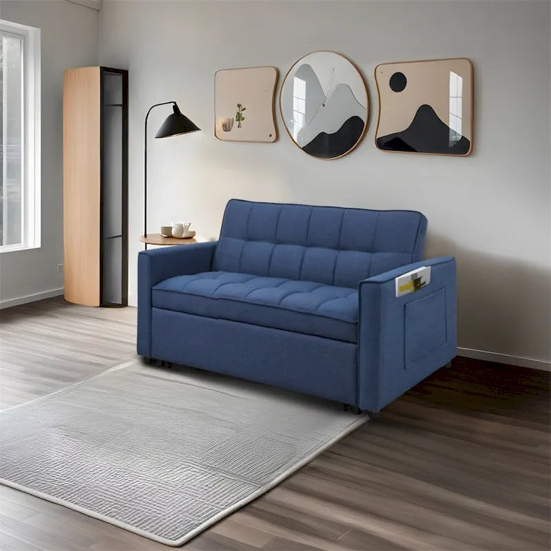 Sofá Cama extraíble con Tela de Poliéster Tejido y Marco de Madera