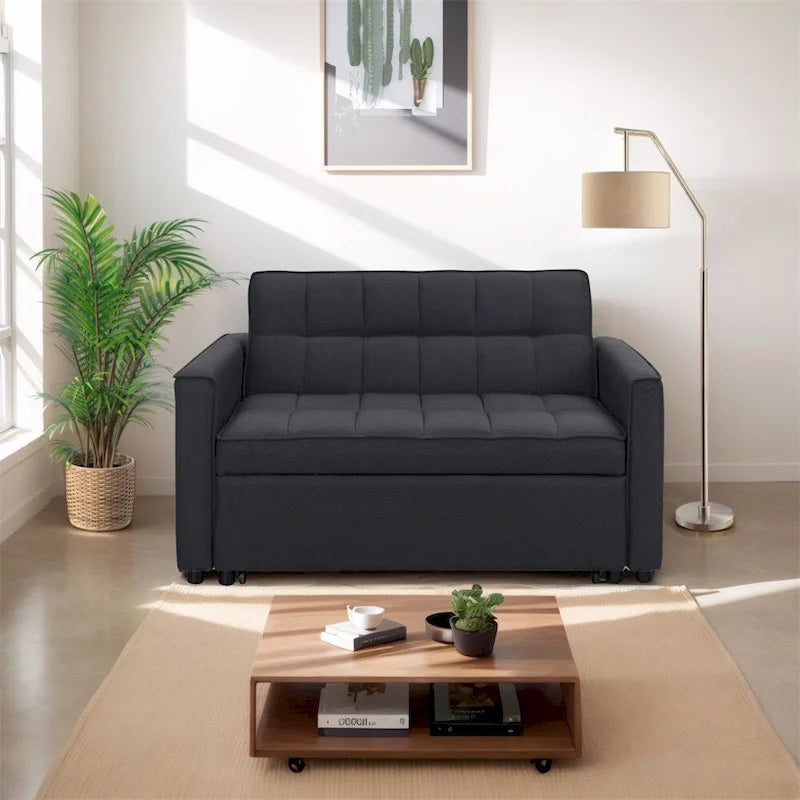Sofá Cama extraíble con Tela de Poliéster Tejido y Marco de Madera