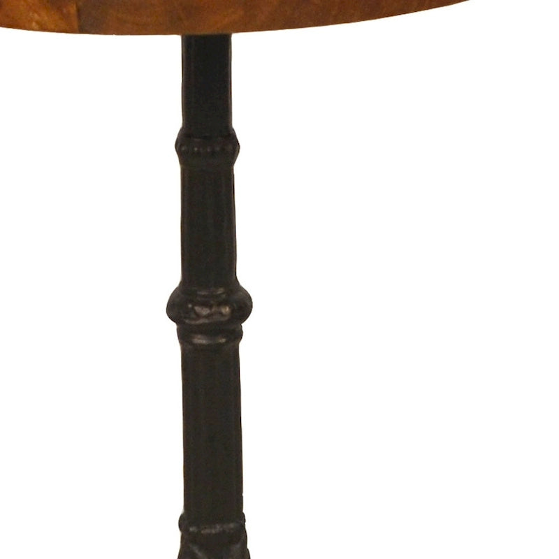 Mesa auxiliar redonda de 28" - Tapa de madera maciza con base de hierro