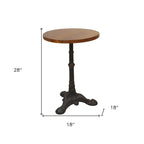 Mesa auxiliar redonda de 28" - Tapa de madera maciza con base de hierro