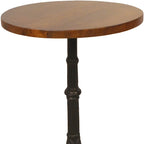 Mesa auxiliar redonda de 28" - Tapa de madera maciza con base de hierro