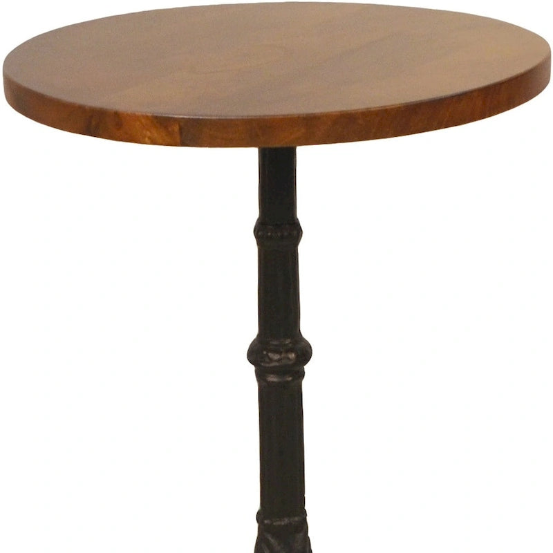 Mesa auxiliar redonda de 28" - Tapa de madera maciza con base de hierro