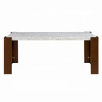 Mesa de comedor rectangular de 72 pulgadas con tablero de imitación mármol y patas de madera