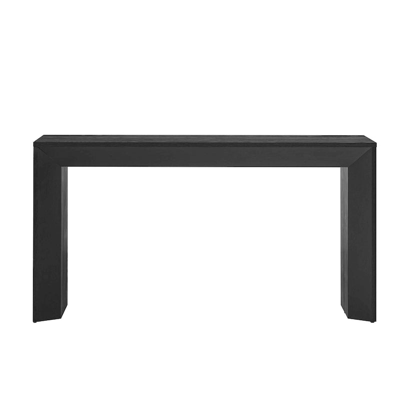 Elegante mesa consola con diseño inspirado en una chimenea y cubierta con chapa de madera