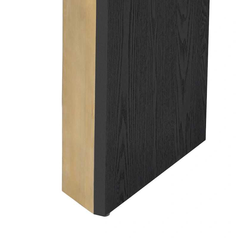 Elegante mesa consola con diseño inspirado en una chimenea y cubierta con chapa de madera