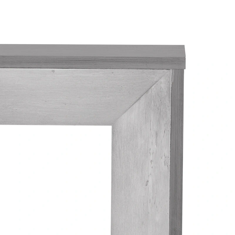 Elegante mesa consola con diseño inspirado en una chimenea y cubierta con chapa de madera