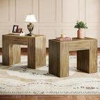 31.5 Farmhouse End Side Table, Mid-Century Modern Sofa Side Table with Wooden Pedestal
