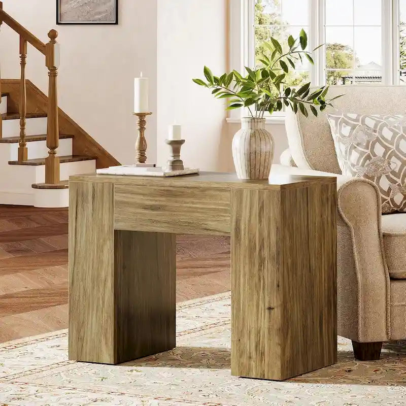Mesa auxiliar de arco de 31.5" con patas de madera – Mesa auxiliar de estilo vintage