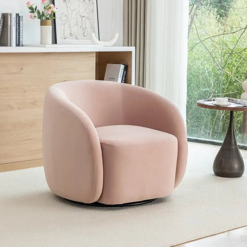 Sillón decorativo giratorio 360 grados tapizado en terciopelo