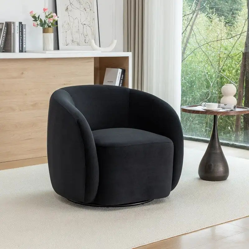 Sillón decorativo giratorio 360 grados tapizado en terciopelo