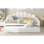Sofá cama tapizado de tamaño completo con cama nido extraíble y tela de terciopelo