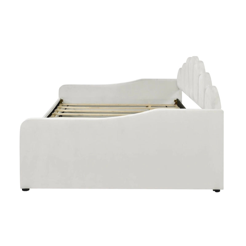Sofá cama tapizado de tamaño completo con cama nido extraíble y tela de terciopelo