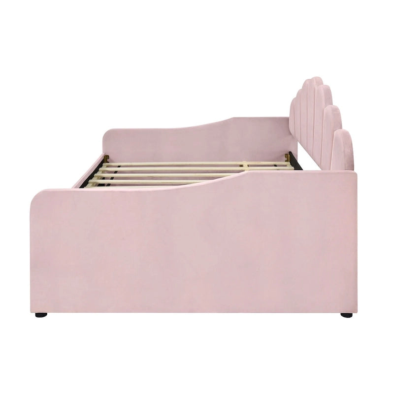 Sofá cama tapizado de tamaño completo con cama nido extraíble y tela de terciopelo