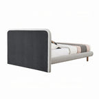 Cama King Size con Bordes Curvos y Tapizado Bouclé Gris
