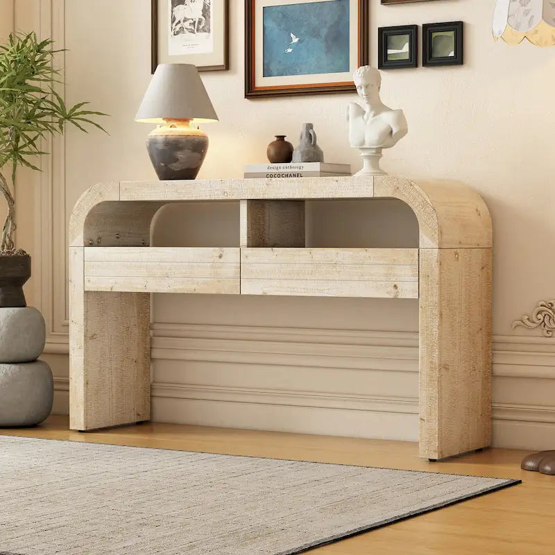 Mesa consola con cajones de almacenamiento y estante abierto