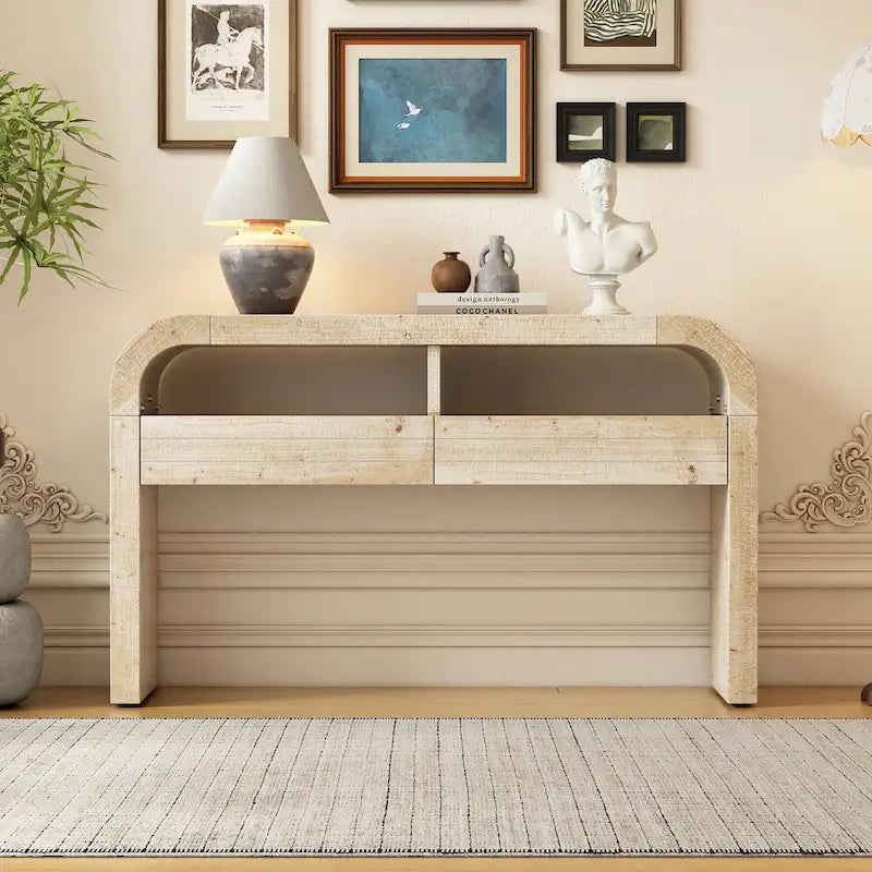 Mesa consola con cajones de almacenamiento y estante abierto