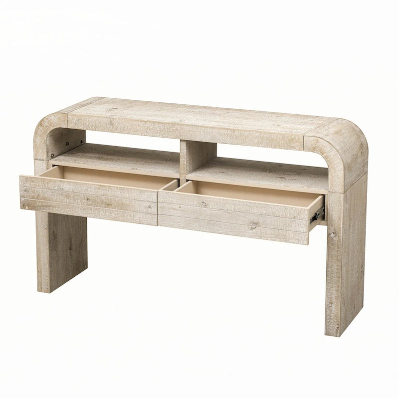 Mesa consola con cajones de almacenamiento y estante abierto