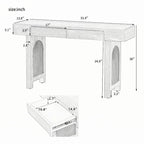 Mesa consola estrecha con detalle de ratán y 2 cajones – Negro antiguo